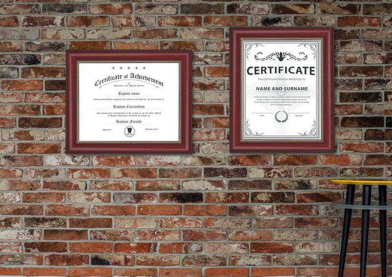 JackMa Diploma Frame | Certificate Frame with HD Tempered Glass, Display 8.5 x 11, Tabletop & Wall mount (Set of 2), 8.5 by 11 Mahogany Document Frame - Image 2