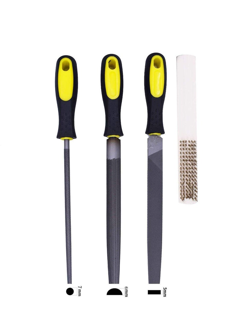DIY Crafts DIY Crafts 3 Pcs Metal File Tools Set Rubber Antislip Handles FlatRoundHalf Round 8 inch Files For Shaping MetalWoodPlasticLeather Brass Brush  - Image 2