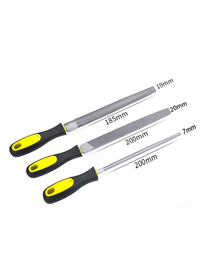 DIY Crafts DIY Crafts 3 Pcs Metal File Tools Set Rubber Antislip Handles FlatRoundHalf Round 8 inch Files For Shaping MetalWoodPlasticLeather Brass Brush  - Image 3