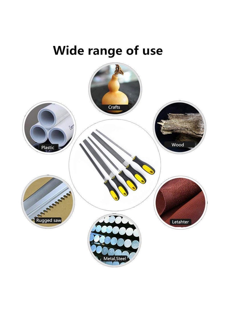 DIY Crafts DIY Crafts 3 Pcs Metal File Tools Set Rubber Antislip Handles FlatRoundHalf Round 8 inch Files For Shaping MetalWoodPlasticLeather Brass Brush  - Image 5
