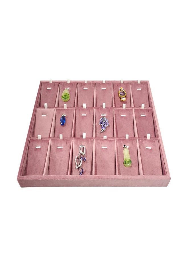 SCIKHEFT 18 Grid Stackble Pendant Display Tray Pink Velvet Jewelry Tray for Selling Jewelry Organize& Display Tray for Necklaces - Image 4