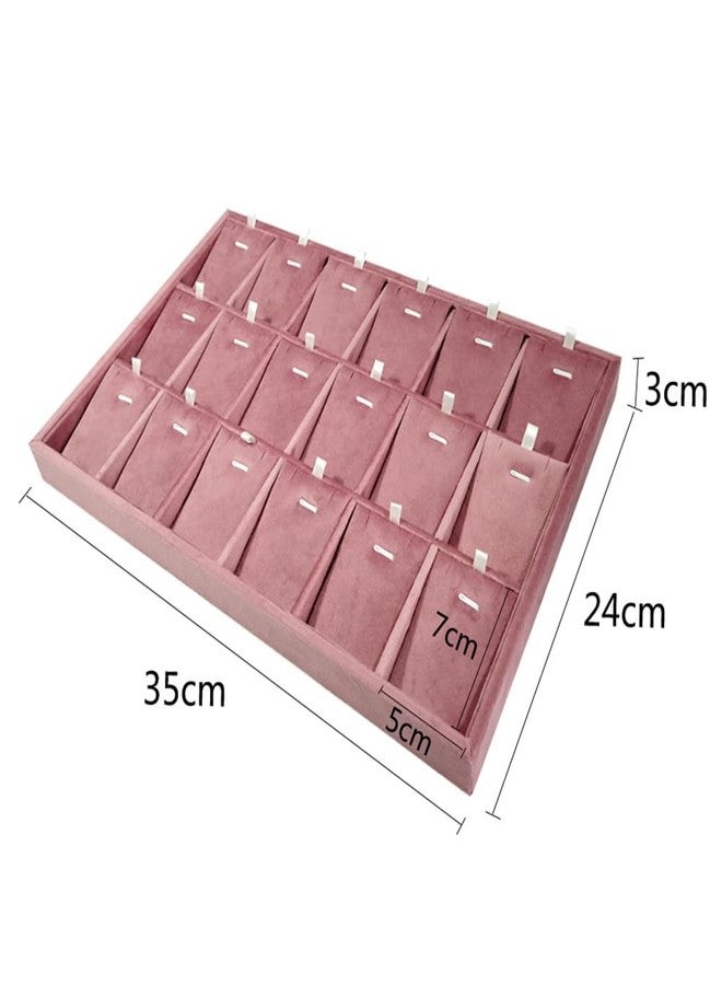 SCIKHEFT 18 Grid Stackble Pendant Display Tray Pink Velvet Jewelry Tray for Selling Jewelry Organize& Display Tray for Necklaces - Image 2