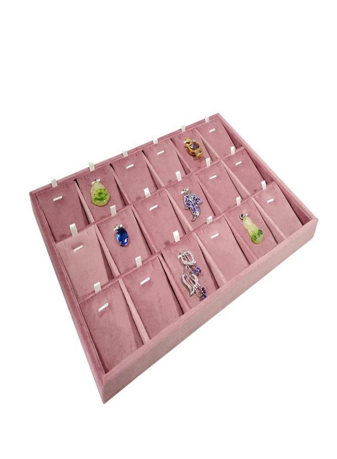 SCIKHEFT 18 Grid Stackble Pendant Display Tray Pink Velvet Jewelry Tray for Selling Jewelry Organize& Display Tray for Necklaces - Image 3
