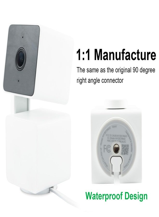 LEFXMOPHY for WYZE Cam Pan V3 Power Cord 90 Degree L-Shape Connector Micro USB Right Angle Extension Charging Cable, 10ft Long White Extender - Image 2