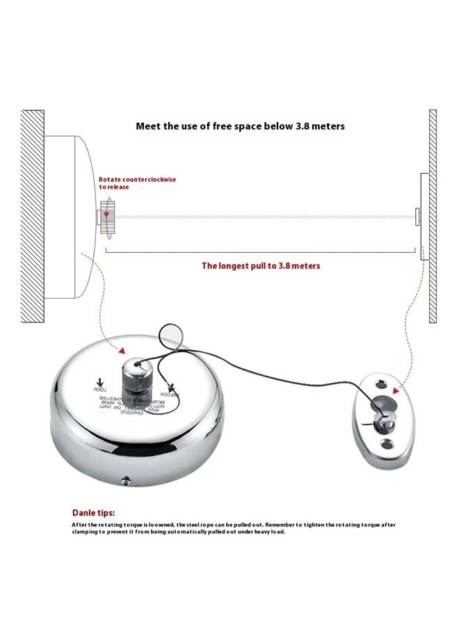 yongsheng Retractable Clothesline Silver ,Clothes Line Dryer with Heavy Duty Adjustable Rope String for Hanging Drying Bathroom, Laundry, Hotel, Indoor & Outdoor  - Image 3