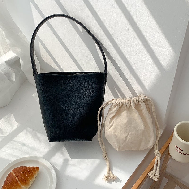 Women's PU Leather Bucket Shoulder Bag - Image 1