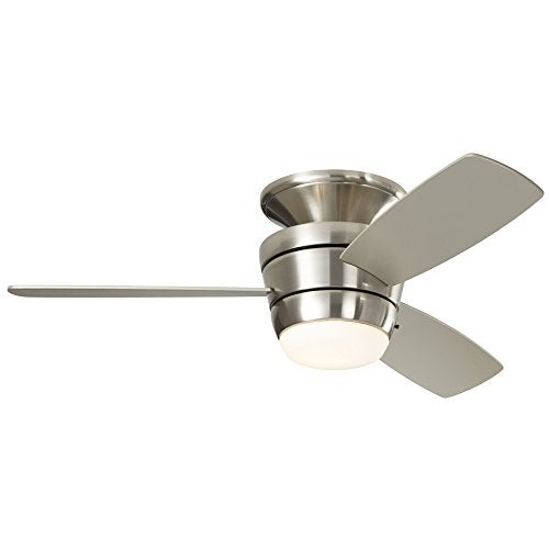 HARBOR BREEZE Harbor Breeze Mazon 44in Brushed Nickel Flush Mount Indoor Ceiling Fan with Light Kit and Remote 3Blade 