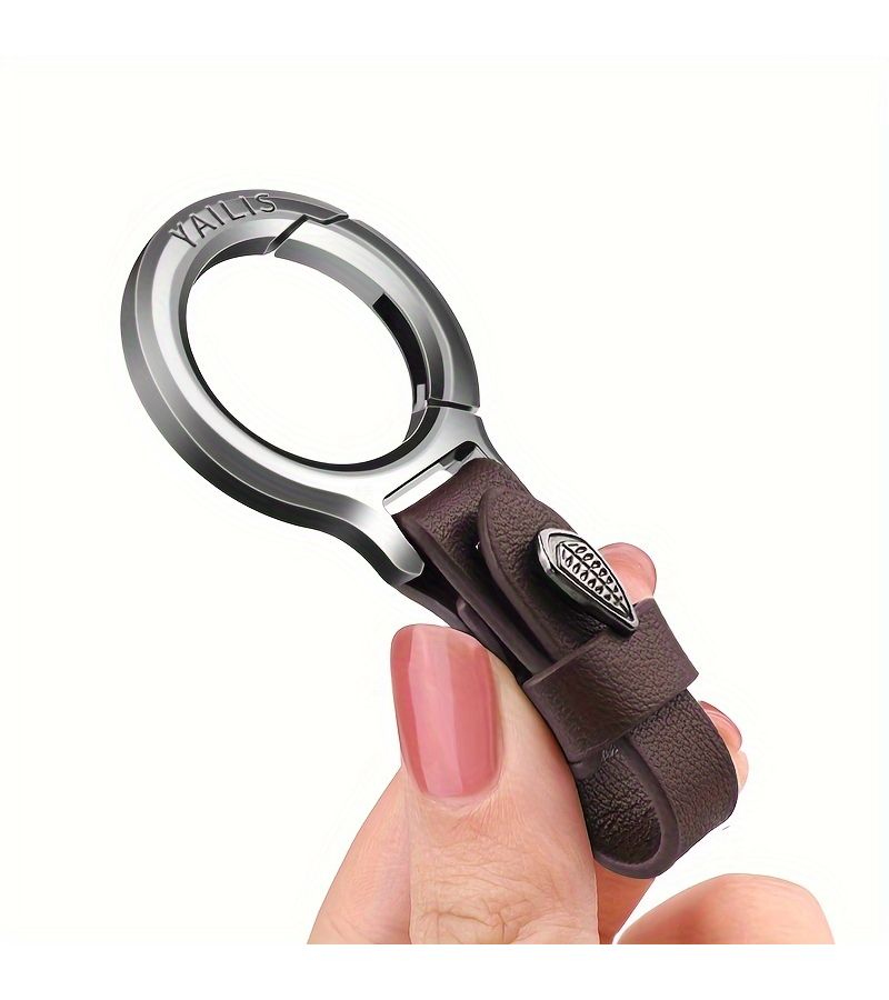 Bright Silvery Buckle Dark Blue Metal Keychain Clip With Ring For Car Keys Storage - Image 4