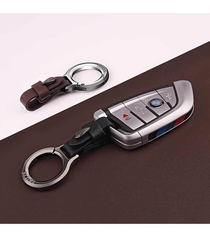 Bright Silvery Buckle Dark Blue Metal Keychain Clip With Ring For Car Keys Storage - Image 3