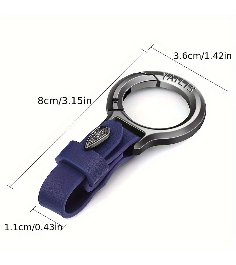 Bright Silvery Buckle Dark Blue Metal Keychain Clip With Ring For Car Keys Storage - Image 2