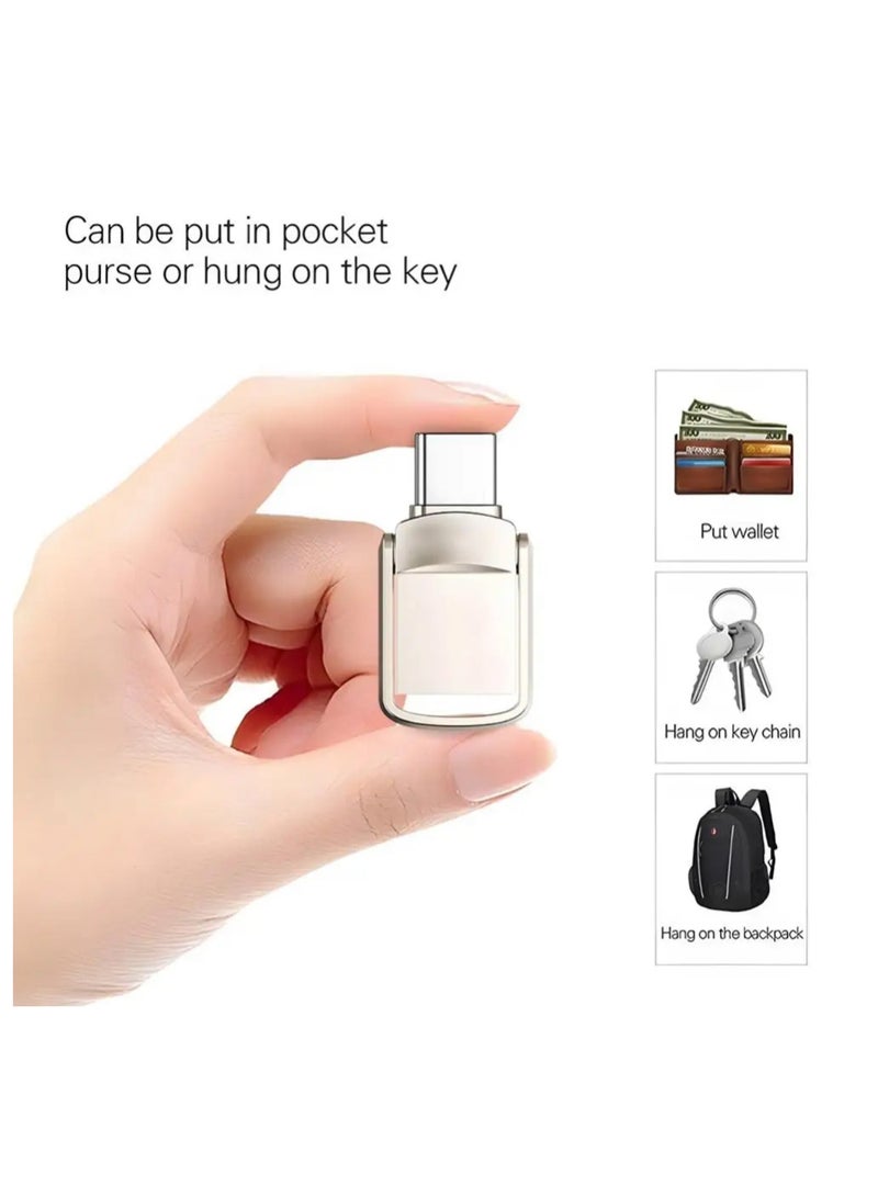 2TB Dual Connector USB Flash Drive - Type-C High-Speed Data Storage - Compact OTG Device for Smartphones, Tablets, PC - Metal/Alloy (Silver) - Doesn't Supports Iphone - Image 4