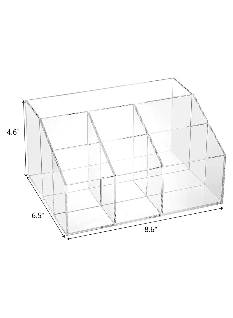 TPGP Acrylic Desk Organizer, Clear Pen Holder with 7 Compartments, Stationary Notebooks Pencils Storage for School, Classroom, Artist, Student, Office, Craft Room Supplies, Makeup Organization  - Image 2