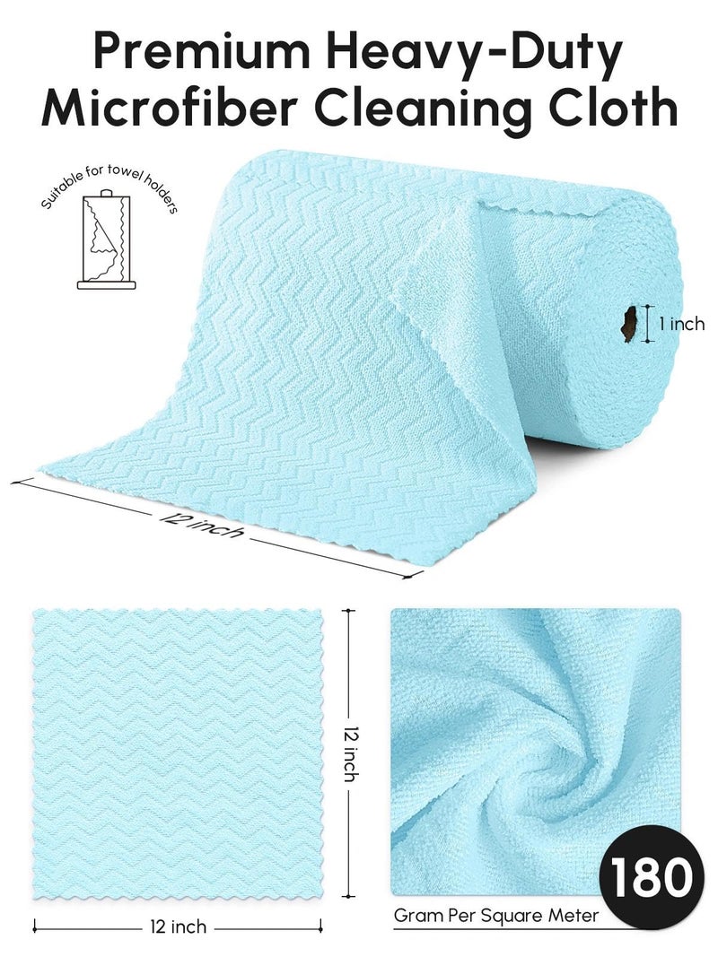 SOOWASH Microfiber Cleaning Cloths Roll, 75 Pack Tear Away Microfiber Towels Roll, 12" x 12" Lint Free Rags, Reusable Cleaning Cloths, Washable, Scratch Free,Ultra Absorbent Dish Rags(Blue Ripple) - Image 3