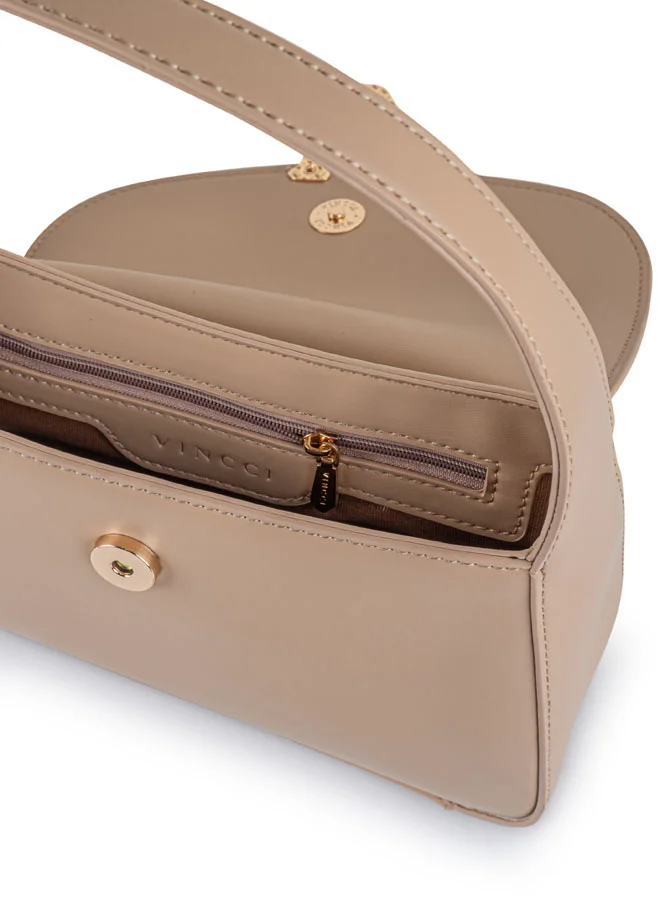 Vincci Women Solid Shoulder Bag With Detachable Strap And Zip Closure