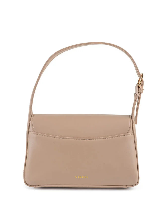 Vincci Women Solid Shoulder Bag With Detachable Strap And Zip Closure