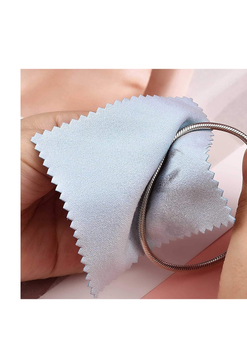 Jewelry Cleaning Cloth,  Double-Sided Polishing Cloths, Glasses Cleaning Cloths, Polishing Cloth for Sterling Silver Gold Platinum Cloth, Keep Jewelry Shining ( Blue 8x8cm 50pcs) - Image 3