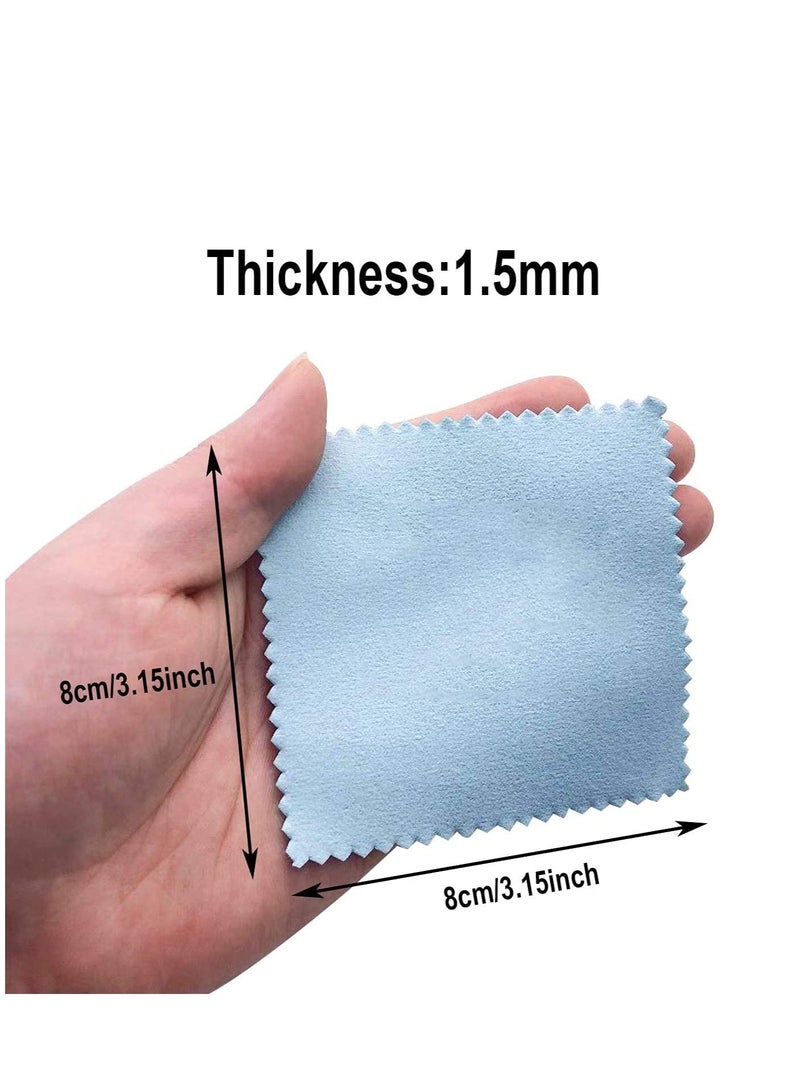 Jewelry Cleaning Cloth,  Double-Sided Polishing Cloths, Glasses Cleaning Cloths, Polishing Cloth for Sterling Silver Gold Platinum Cloth, Keep Jewelry Shining ( Blue 8x8cm 50pcs) - Image 2