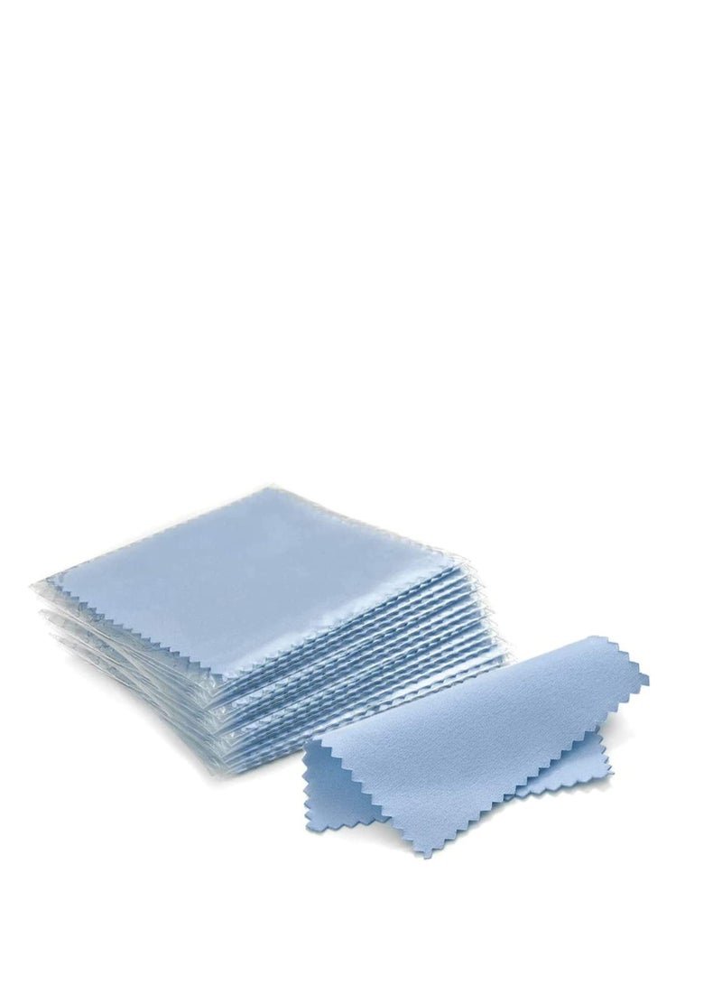 Jewelry Cleaning Cloth,  Double-Sided Polishing Cloths, Glasses Cleaning Cloths, Polishing Cloth for Sterling Silver Gold Platinum Cloth, Keep Jewelry Shining ( Blue 8x8cm 50pcs) - Image 1