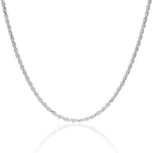 Designer Sterling Silver DSS 925 Sterling Silver Necklace for Women, Rope Chain 3mm, Lobster Claw Clasps, Sterling Silver Chain, Italian Jewelry for Women, 30in - Image 4