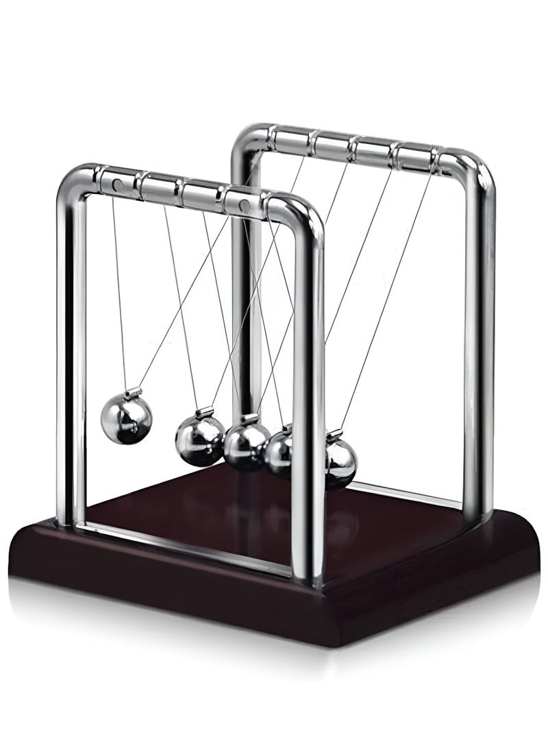 Newton's Cradle Art in Motion, Balance Balls Desk Decoration for Living Room Drawing Room and Office, Fun Steel Balance Ball Physics Science Desk Toy Accessory Gift Wine Red/Silver/Clear - Image 1