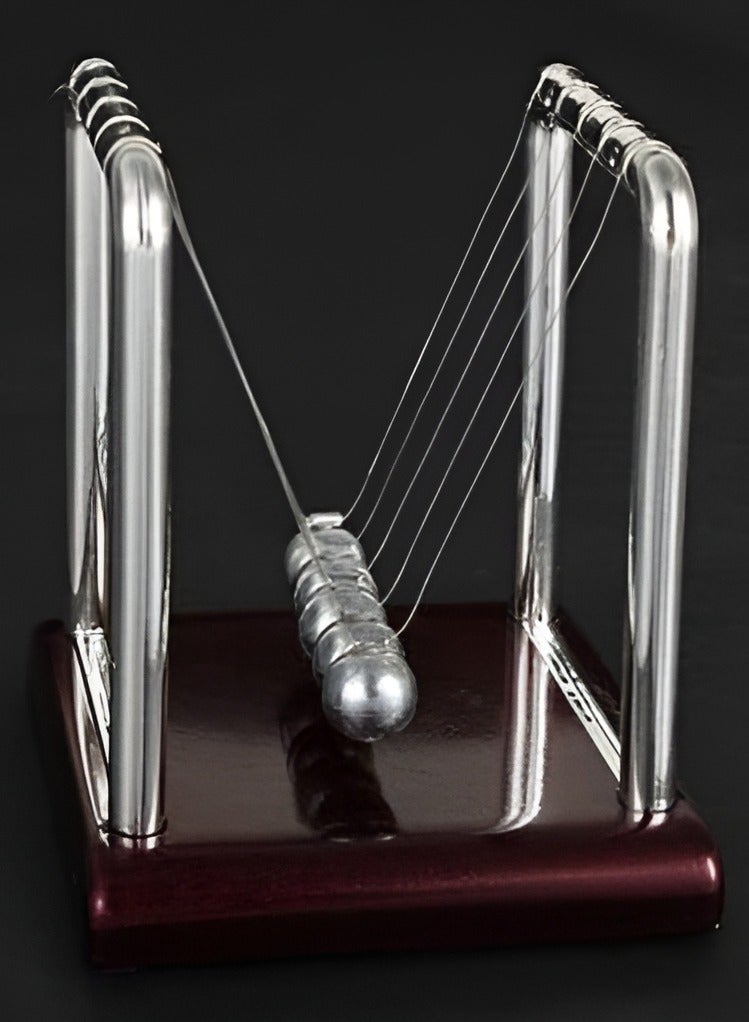 Newton's Cradle Art in Motion, Balance Balls Desk Decoration for Living Room Drawing Room and Office, Fun Steel Balance Ball Physics Science Desk Toy Accessory Gift Wine Red/Silver/Clear - Image 2