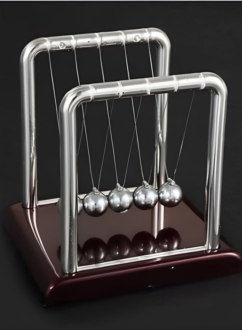 Newton's Cradle Art in Motion, Balance Balls Desk Decoration for Living Room Drawing Room and Office, Fun Steel Balance Ball Physics Science Desk Toy Accessory Gift Wine Red/Silver/Clear - Image 3
