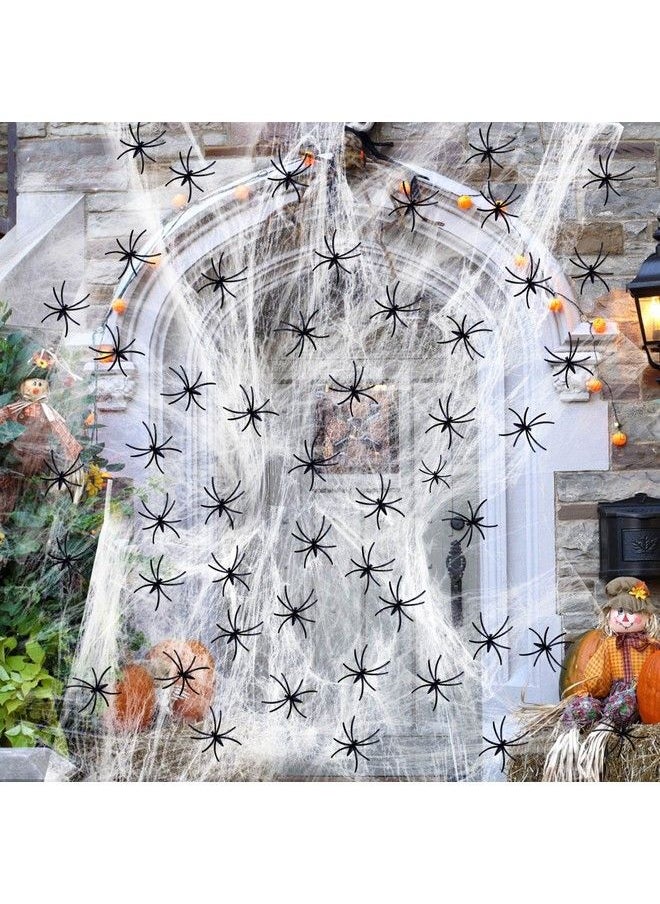 TLPUHU - 1500 Sqft Spider Web Decoration Outdoor Halloween Decorations With 100 Fake Spiders Spider Webs Halloween Decor For Halloween Party Supplies Super Stretchy Cobwebs For Indoor - Image 1
