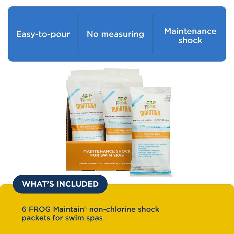 FROG Maintain for Swim Spas - Non-Chlorine Shock for use with Swim Spa FROG @Ease Floating System - Single Dose Packets for Easy Swim Spa Maintenance & Treatment - 6 Pack - Image 3
