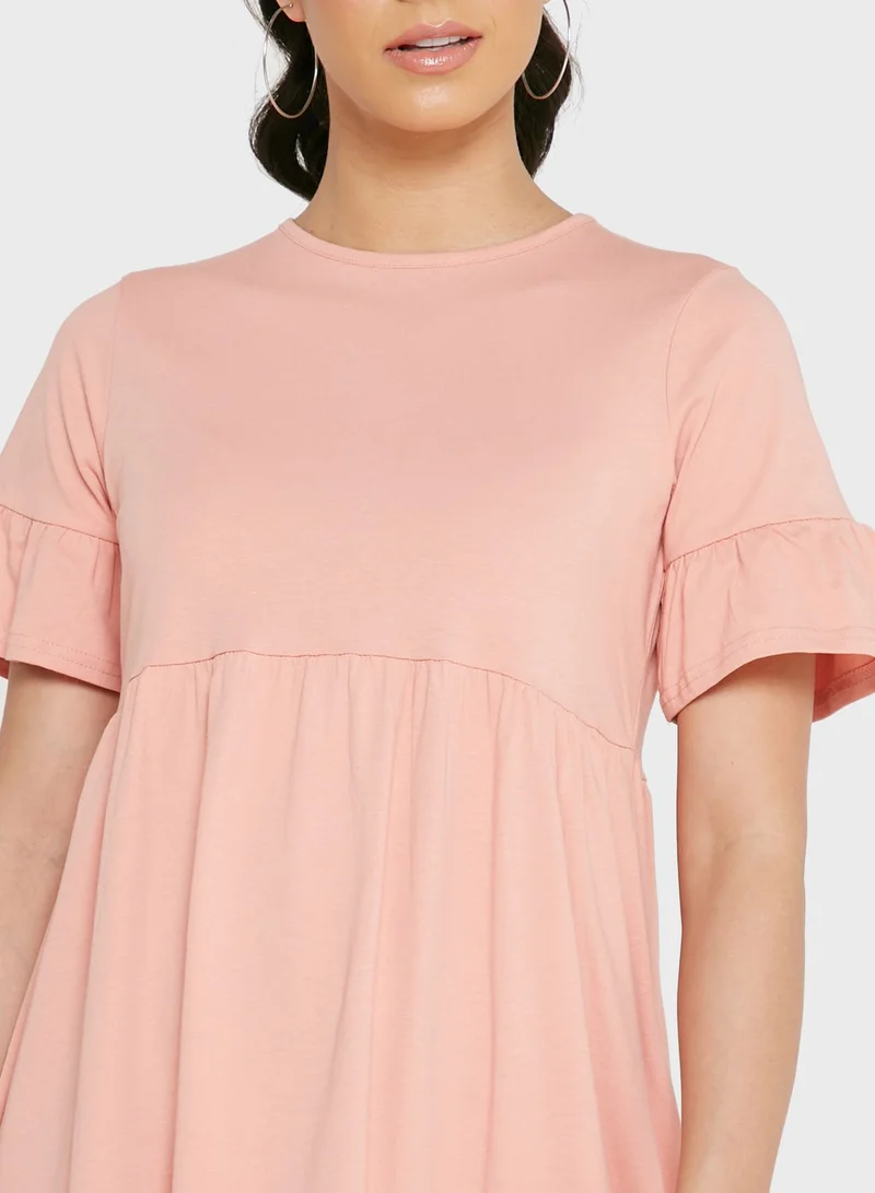 boohoo Ruffle Sleeve Mini Dress