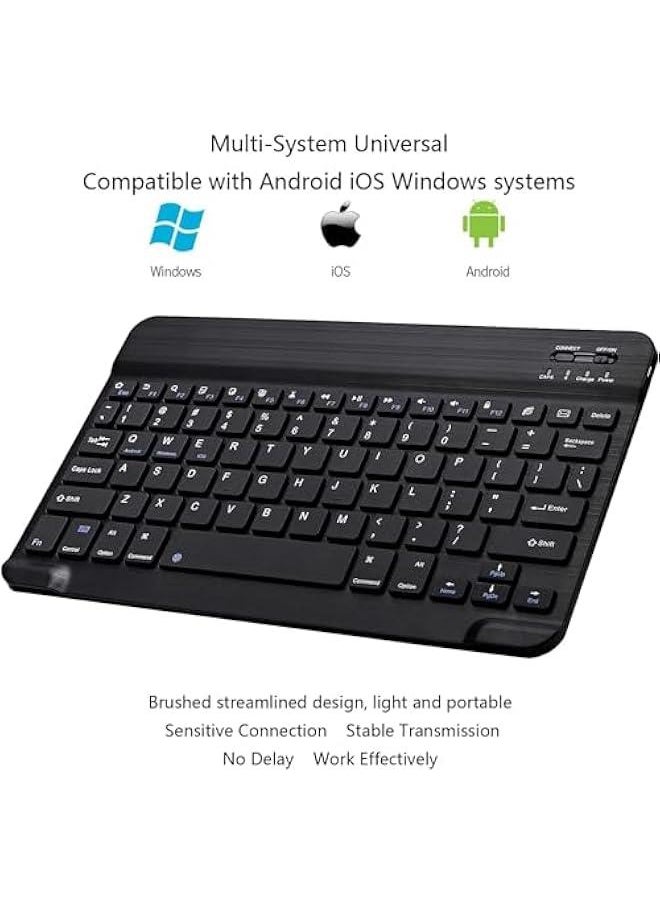 MOXO - UltraSlim Bluetooth Keyboard Portable Mini Wireless Keyboard with Wireless Mouse  for  iPad iPh Samsung Tablet Ph Smartph iOS   (10 inch Black) - Image 1