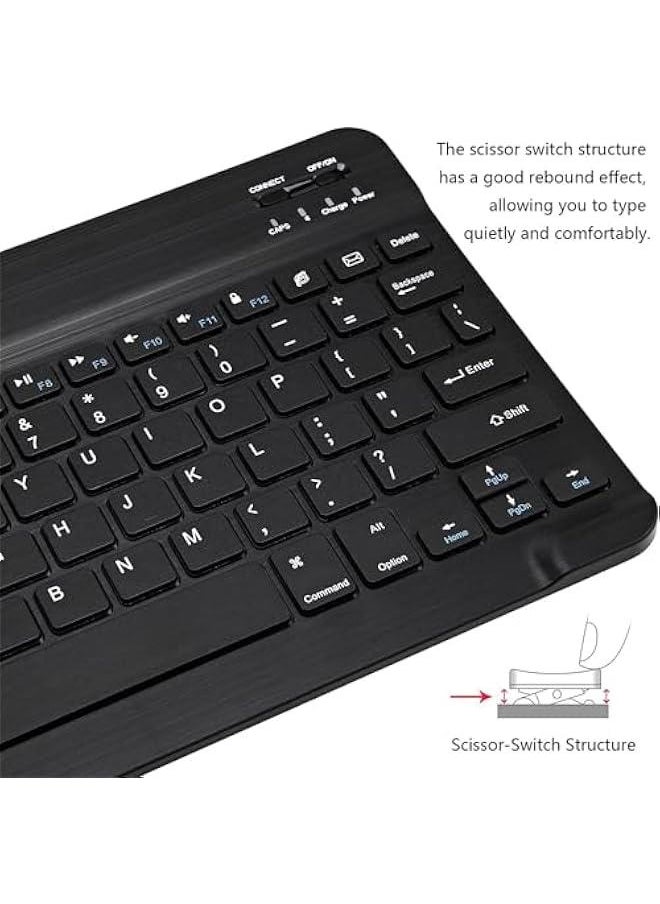 MOXO - UltraSlim Bluetooth Keyboard Portable Mini Wireless Keyboard with Wireless Mouse  for  iPad iPh Samsung Tablet Ph Smartph iOS   (10 inch Black) - Image 1