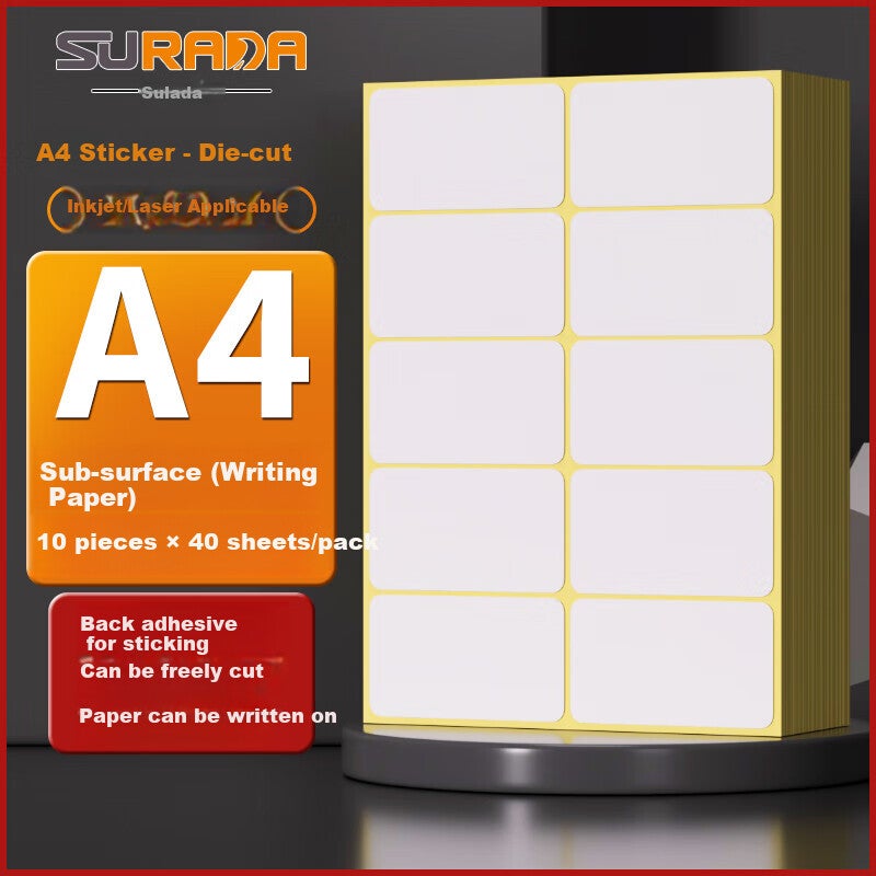 JD Jing Zao Surada A4/40 Self-Adhesive Printing Paper Divider, Label Sticker Self-Adhesive Paper, Inkjet Label Printing Sticker with Rounded Corners, 10 Pieces/Sheet (9656mm) BQ-0047 - Image 4