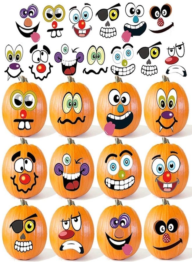 kockuu 36 Pack Halloween Pumpkin Decorating Stickers Mini Make 36 Small Pumpkin Face Stickers for Halloween Kids Toddlers Party Favors Treats Sticker Gifts 18 Sheets, Pumpkins not Included - Image 1