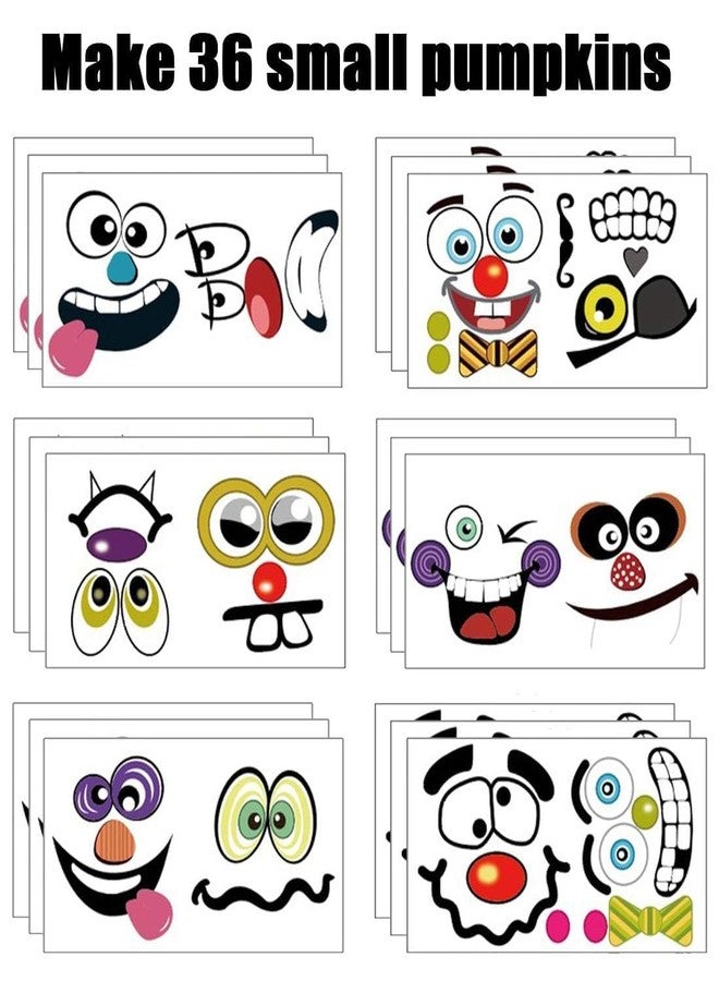 kockuu 36 Pack Halloween Pumpkin Decorating Stickers Mini Make 36 Small Pumpkin Face Stickers for Halloween Kids Toddlers Party Favors Treats Sticker Gifts 18 Sheets, Pumpkins not Included - Image 4