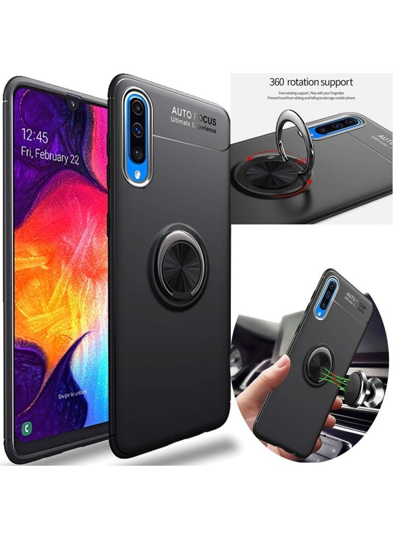 TahTicMer Samsung A9 2018 Case Silicone Ring Stand Metal Car Holder Ravel TPU Red  - Image 2