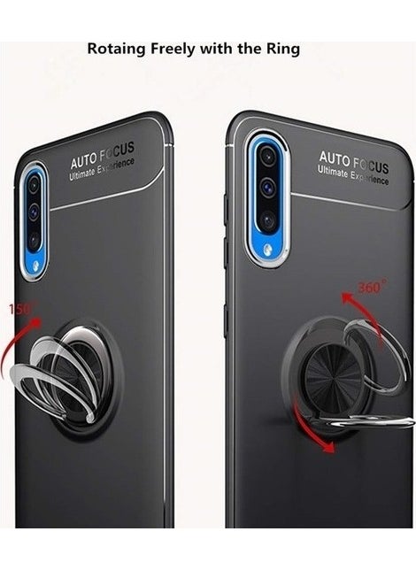 TahTicMer Samsung A9 2018 Case Silicone Ring Stand Metal Car Holder Ravel TPU Red  - Image 3