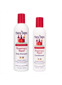 Rosemary Repel Lice Shampoo - Daily Kids Shampoo (12 Fl Oz) & Conditioner (8 Fl Oz) Duo for Lice Prevention