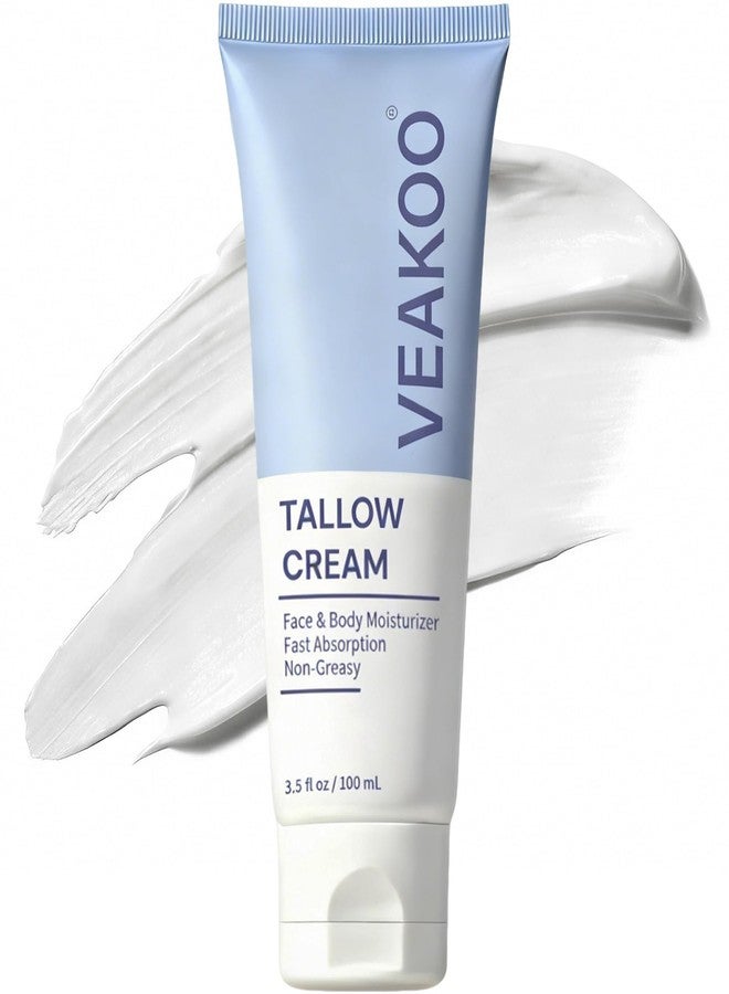 Veakoo Beef Tallow for Skin, Whipped Beef Tallow Cream, Unscented Face Moisturizer in Tube, Organic Grass Fed Tallow and Honey Balm for Nourishing Dry, Oily, Combination, and Normal Skin - Image 1