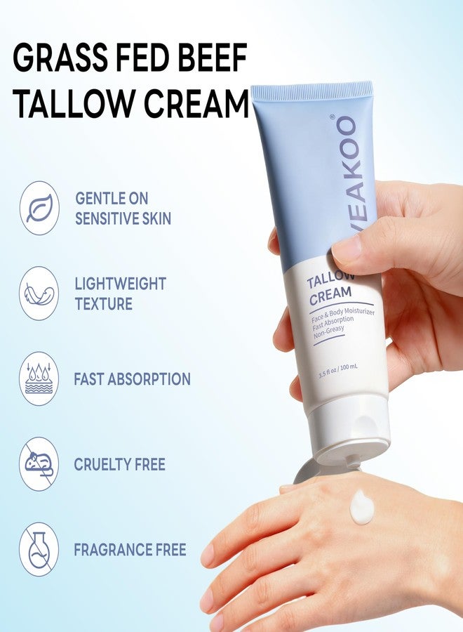 Veakoo Beef Tallow for Skin, Whipped Beef Tallow Cream, Unscented Face Moisturizer in Tube, Organic Grass Fed Tallow and Honey Balm for Nourishing Dry, Oily, Combination, and Normal Skin - Image 4
