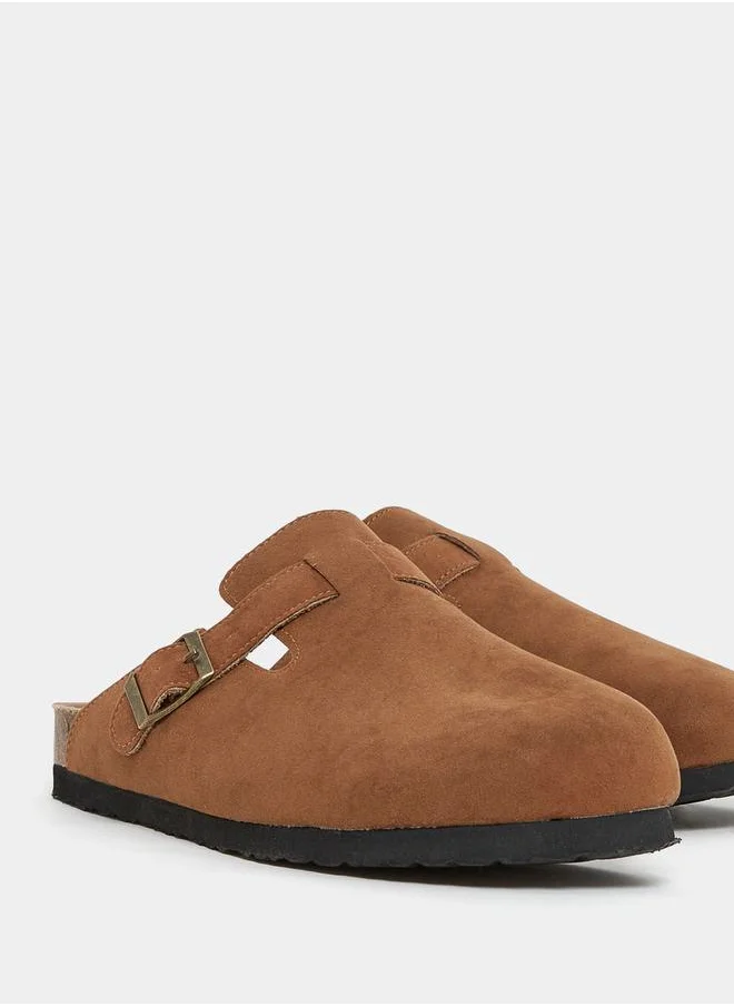 Styli Suede Buckle Detail Clog Sandal