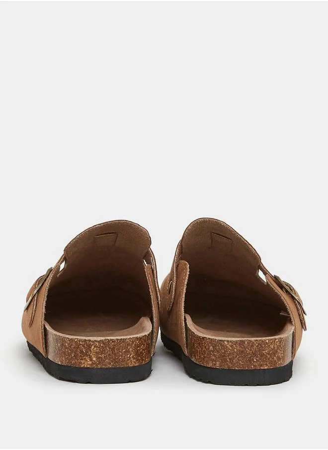 Styli Suede Buckle Detail Clog Sandal