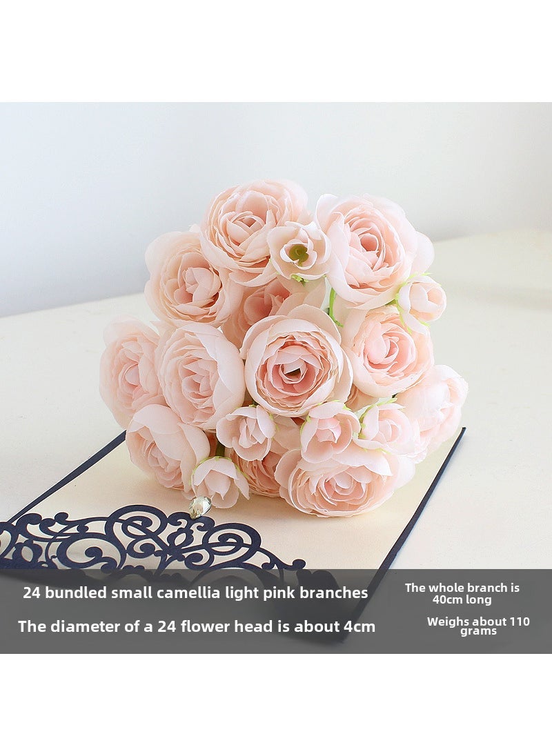 Generic 1 x 5 pcs 6 Pack Mini Artificial Camellia Bouquet Decor Light pink 