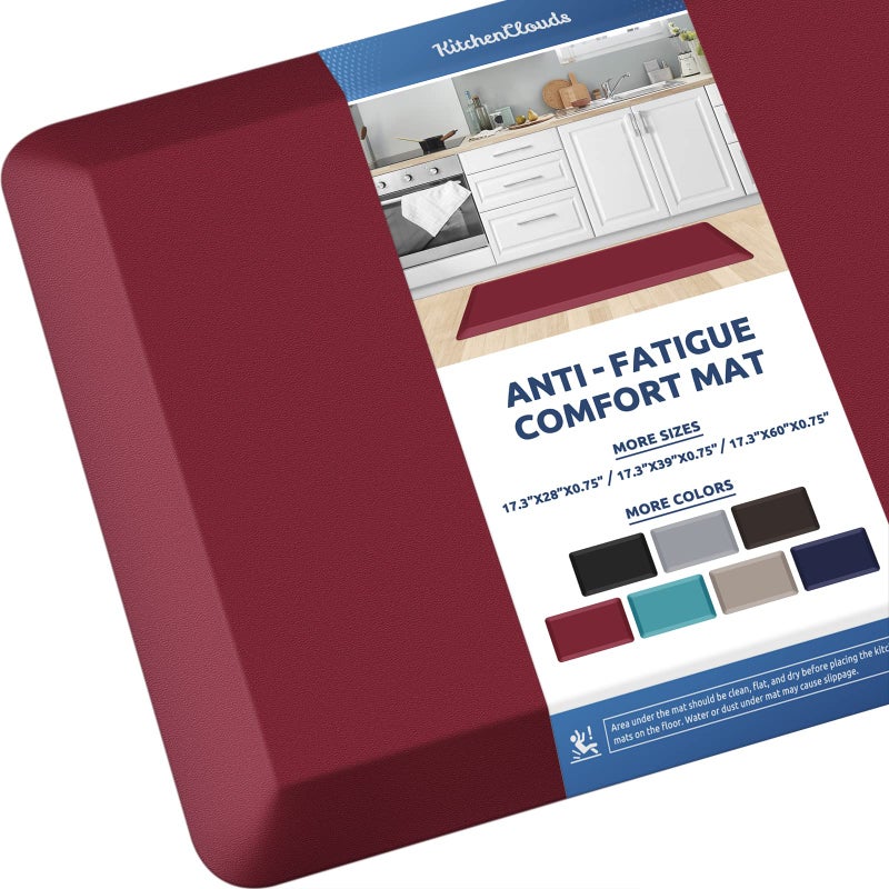 KitchenClouds Kitchen Mat Cushioned Anti Fatigue Kitchen Rug 08inch Waterproof Non Slip Kitchen Rugs and Mats Standing Desk Mat Comfort Floor Mats for Kitchen Sink Office 173x39Red