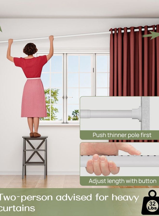 ALLZONE Heavy Duty Tension Curtain Rod for Windows, 83 to 123 Inches, Room Divider Adjustable Pole for Patio, Bedroom, balcony, Hold Up Blackout Curtains and Non-Slip, White - Image 4