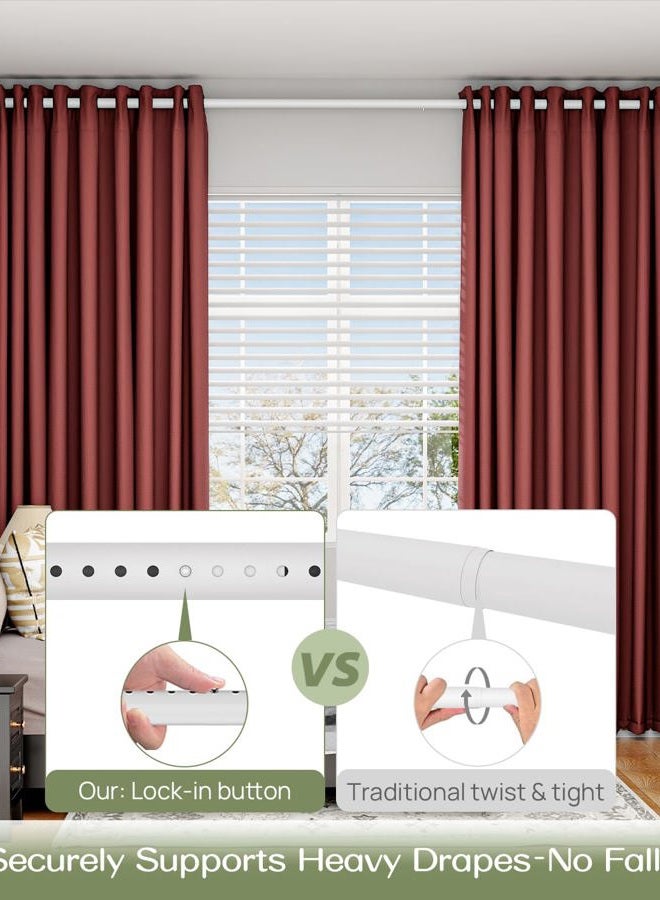 ALLZONE Heavy Duty Tension Curtain Rod for Windows, 83 to 123 Inches, Room Divider Adjustable Pole for Patio, Bedroom, balcony, Hold Up Blackout Curtains and Non-Slip, White - Image 2