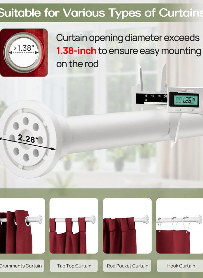 ALLZONE Heavy Duty Tension Curtain Rod for Windows, 83 to 123 Inches, Room Divider Adjustable Pole for Patio, Bedroom, balcony, Hold Up Blackout Curtains and Non-Slip, White - Image 3