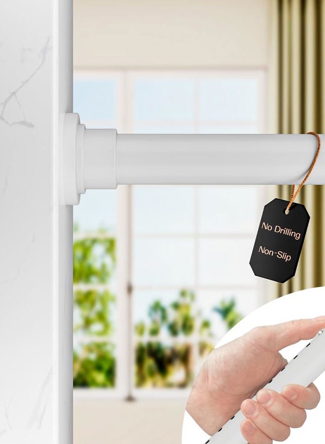 ALLZONE Heavy Duty Tension Curtain Rod for Windows, 83 to 123 Inches, Room Divider Adjustable Pole for Patio, Bedroom, balcony, Hold Up Blackout Curtains and Non-Slip, White - Image 1