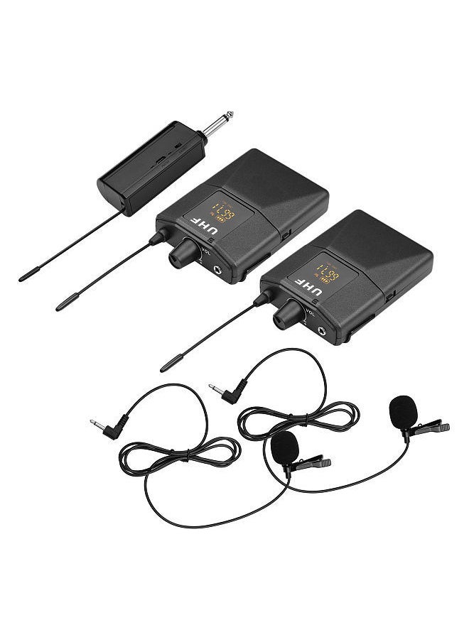 Generic - UHF Wireless Microphone System with Microphone Body-pack Transmitter and Receiver 6.35mm Plug with 3.5mm Adapter for Speaker Audio Mixer DVD - Image 1