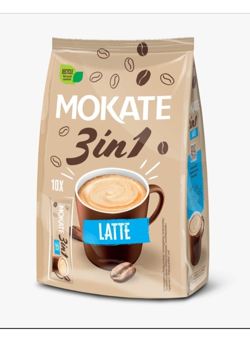 MOKATE مزيج قهوة موكات 3 في 1 لاتيه سريعة التحضير (15 جرام × 10 أكياس) - Image 1