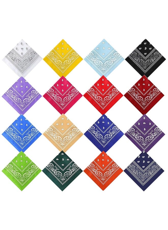 وهاواي 16 Pieces Paisley Bandanas  Bandana Handkerchiefs Paisley Print Head Wrap Scarf, Assorted Colors Polyester 54x54cm - Image 1
